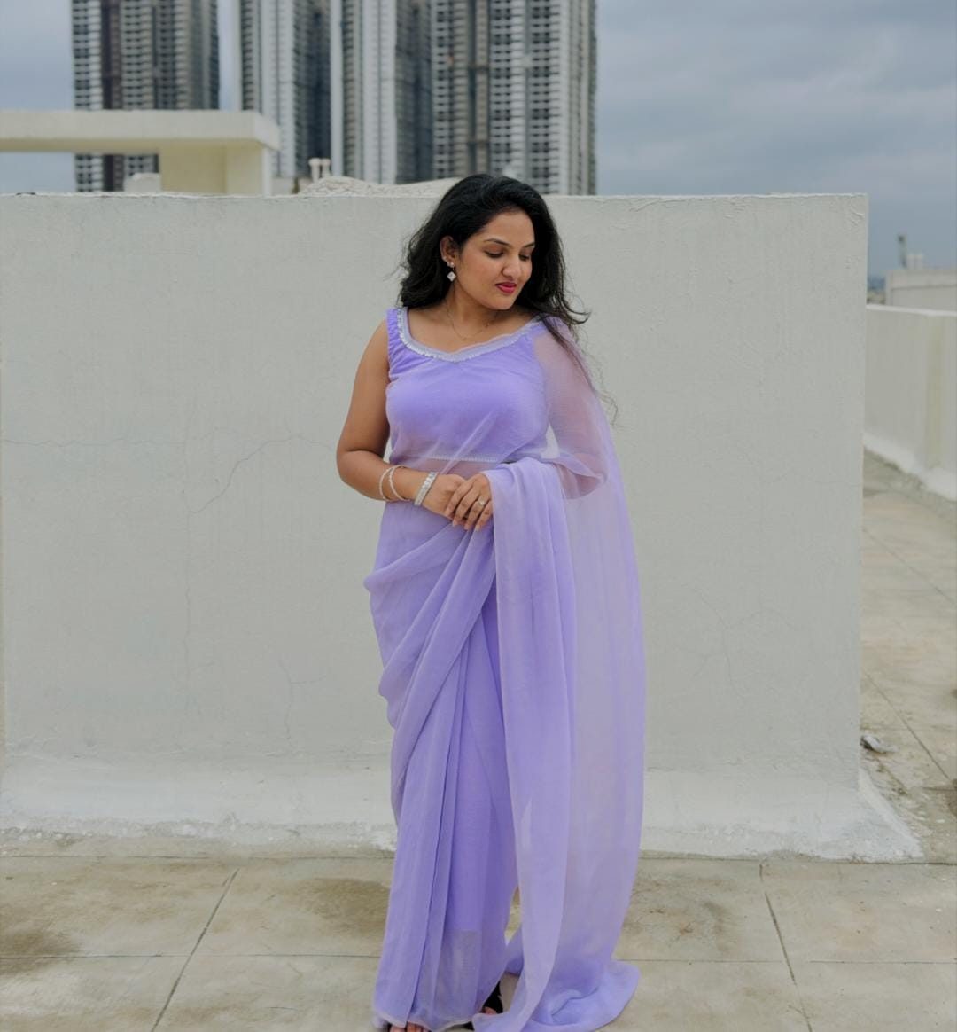 Lilac Afterglow Saree